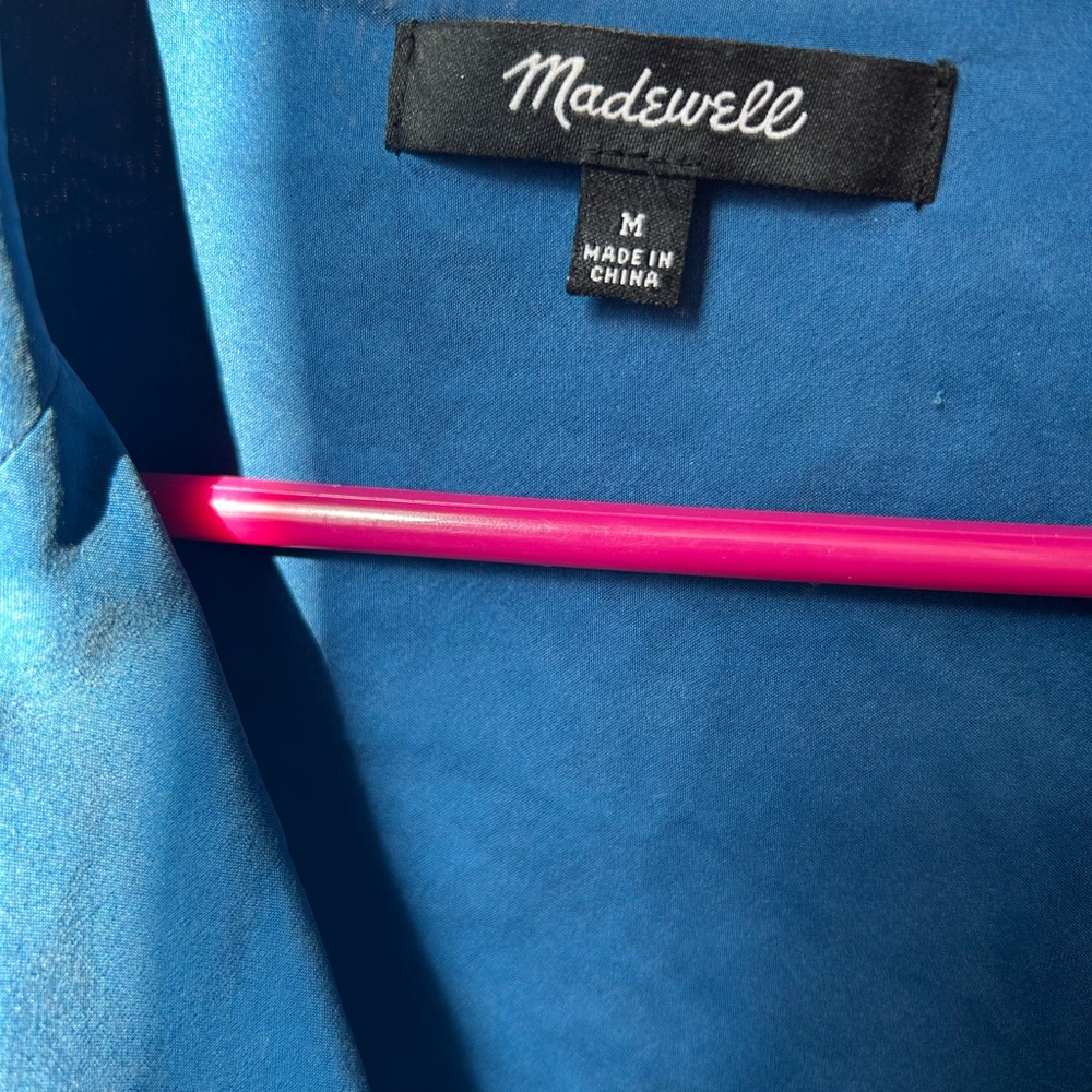 Madewell 100% Silk Blue Lightweight Button-Front Shirt - Picture 2 of 4